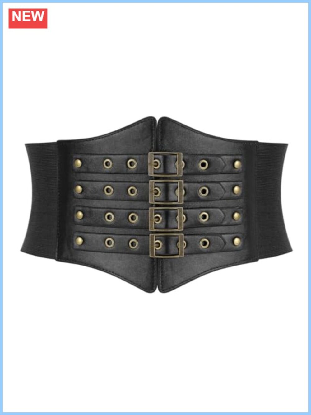 Wide Corset Elastic Belt PU Leather Waspie Waist Belt for Costume Cosplay